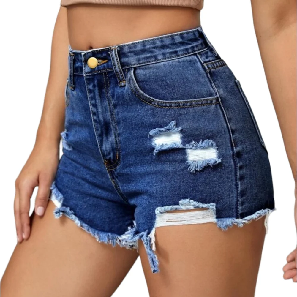 No Boundaries NWT High Rise Destructed Midi Shorts in Dark Wash Size 5